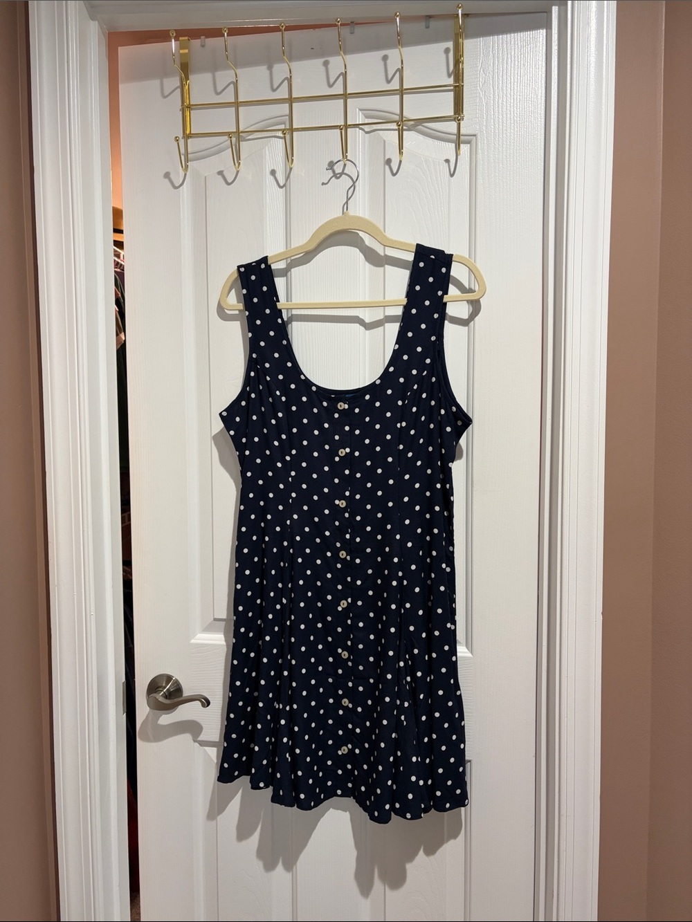 Old Navy Navy Blue Polka Dot Mini Dress